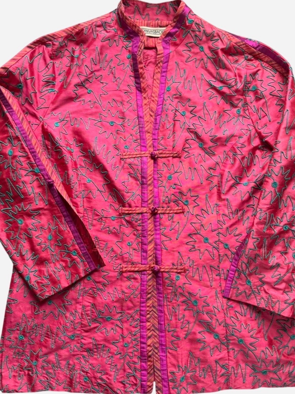 Vintage Pink Embroidered Silk Kimono Jacket